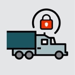 Truck with a lock icon hovering above it